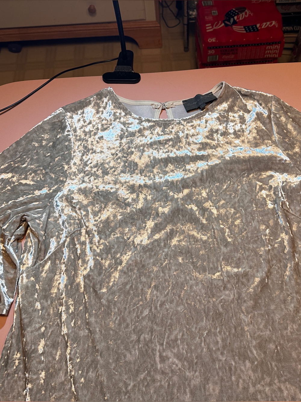 Sunday in Brooklyn Crushed Velvet Champagne/Silver Mini Dress - Picture 4 of 8
